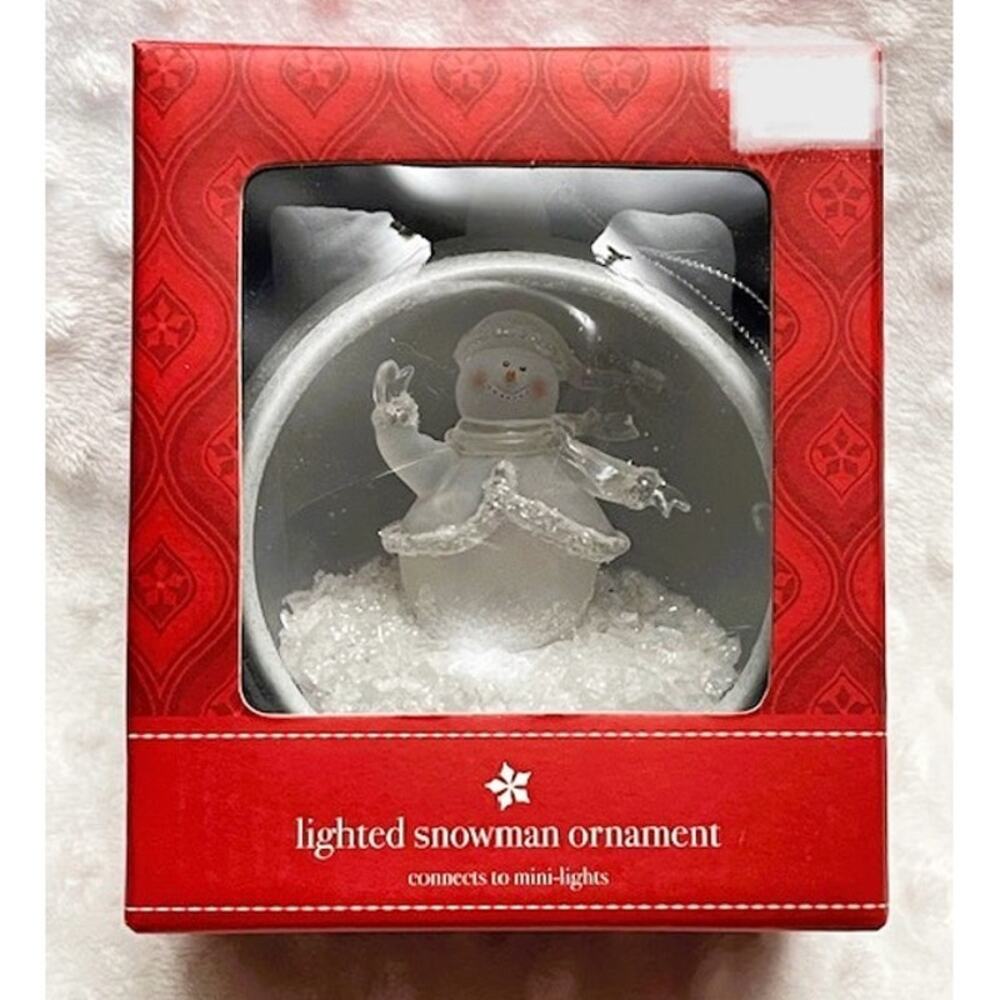 Vintage 2003 Target Exclusive Color Changing Lighted Snowman Ball Ornament-NIB